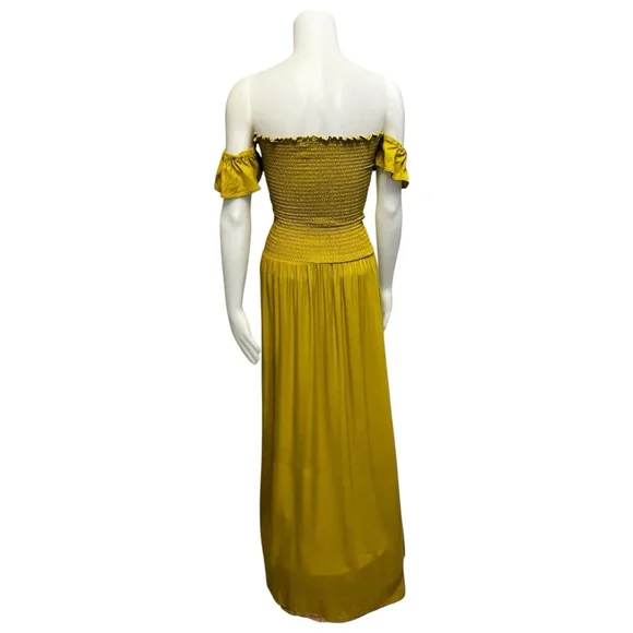 Young Fabulous & Broke Freida Off-the-shoulder Maxi Dress, M, Chartreuse Yellow - Picture 15 of 16